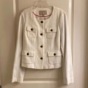 Banana Republic Cream Textured Button Front Blazer Jacket